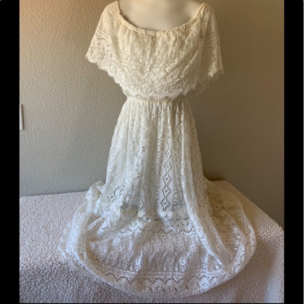 Vintage cream colored lace dress.